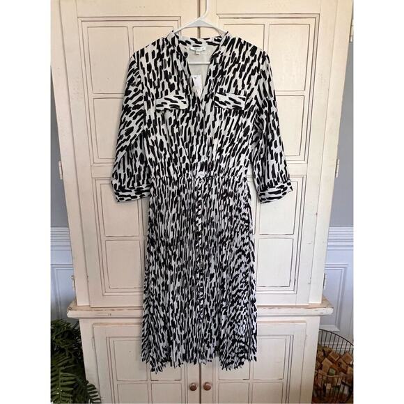 NWT Jade Melody Tam black white pleated midi dress size medium - Picture 1 of 4